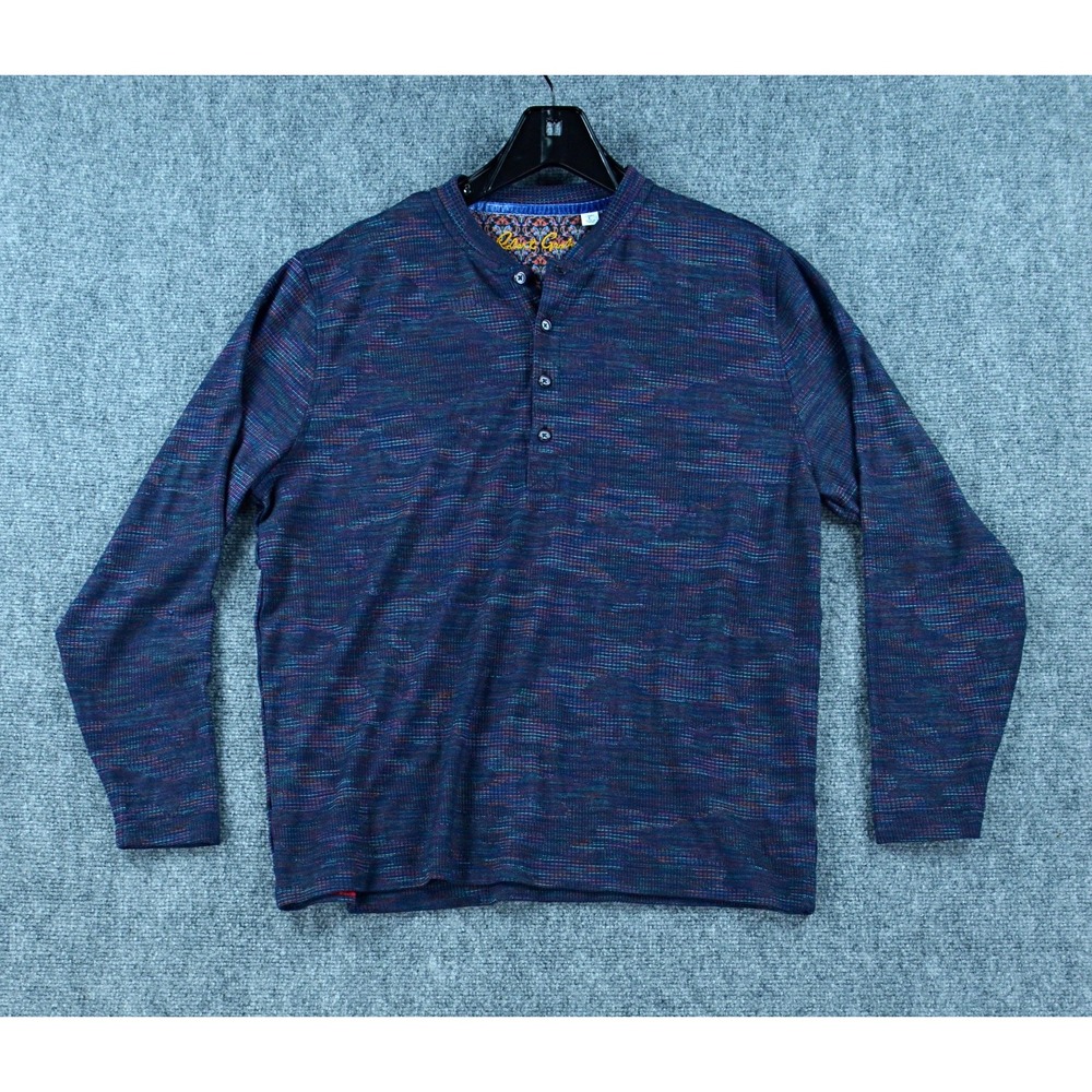 Robert Graham Henley Shirt Men's L Camo Knit Lightweight Classic Fit